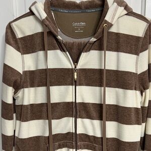 Calvin Klein Chocolate and Cream Striped Jacket